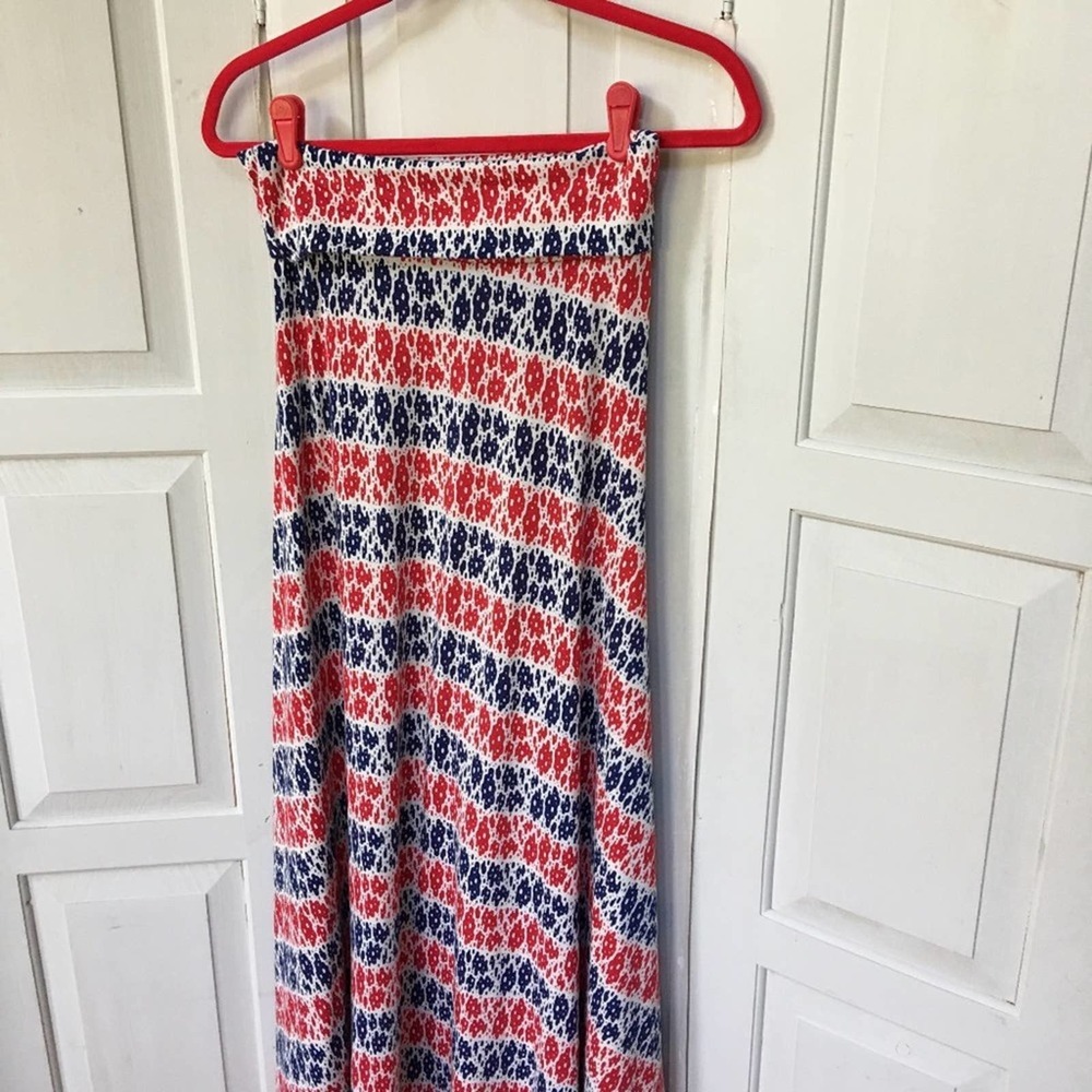 LuLaRoe Red, White, & Blue Maxi Skirt - Picture 3 of 13